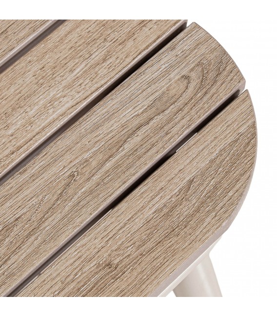 Set jardín de aluminio madera crema sofá sillones mesa moderno 5