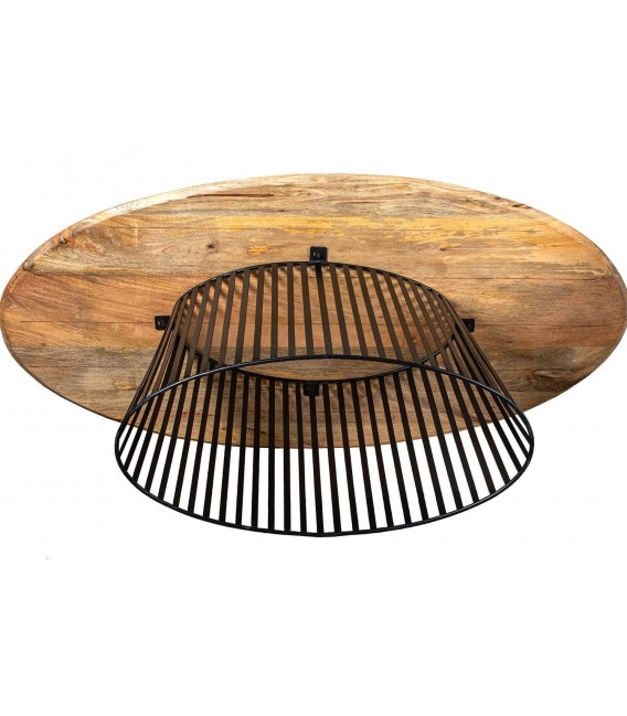 Mesa centro ovalada madera mango metal negro estilo industrial 2