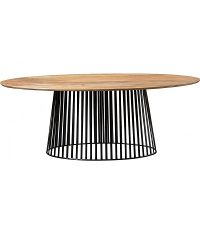 Mesa centro ovalada madera mango metal negro estilo industrial