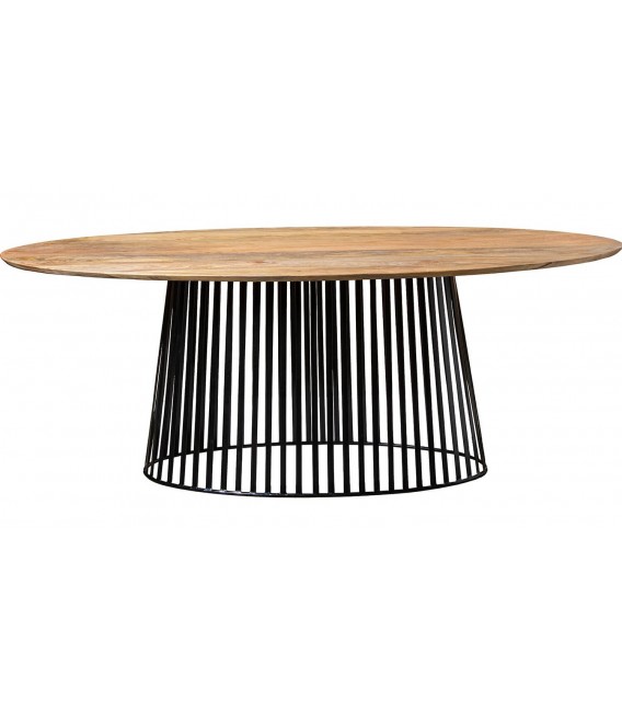 Mesa centro ovalada madera mango metal negro estilo industrial