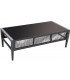 Set jardín aluminio cuerda negra madera cojines gris industrial 3