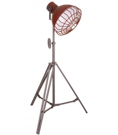 Lámpara pie industrial hierro gris naranja envejecido vintage