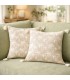 SET 2 COJINES 45 X 45 ALMERA ALGODON ESTAMPADO BEIGE Y BLANCO BORLAS