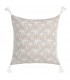 SET 2 COJINES 45 X 45 ALMERA ALGODON ESTAMPADO BEIGE Y BLANCO BORLAS