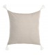 SET 2 COJINES 45 X 45 ALMERA ALGODON ESTAMPADO BEIGE Y BLANCO BORLAS
