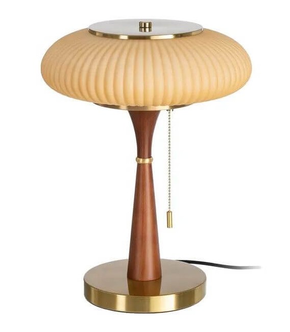 Lámpara de sobremesa art decó nogal y dorado elegante diseño