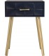Mesita de noche art deco en azul marino y dorado elegante diseño 1