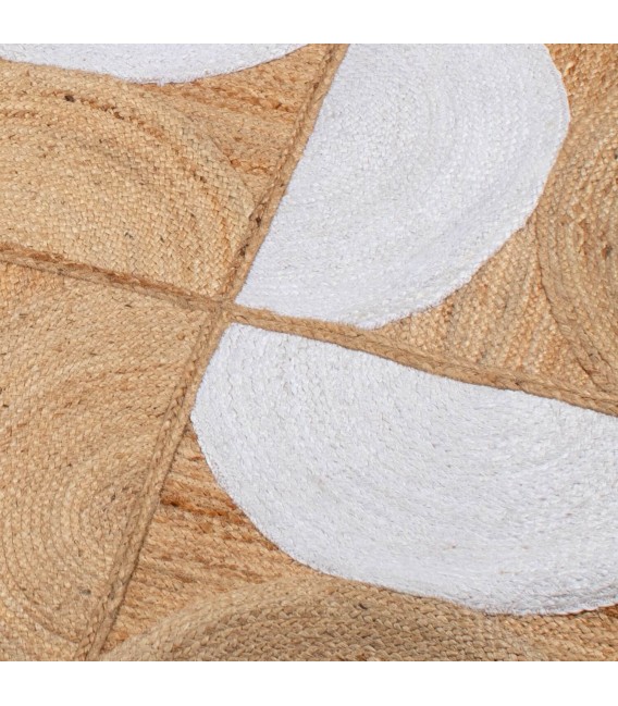 Alfombra estilo boho yute natural blanco artesanal rectangular 1