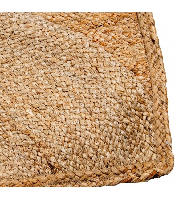 Alfombra estilo boho yute natural blanco artesanal rectangular 2