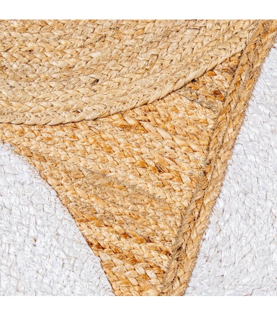 Alfombra estilo boho yute natural blanco artesanal rectangular 3
