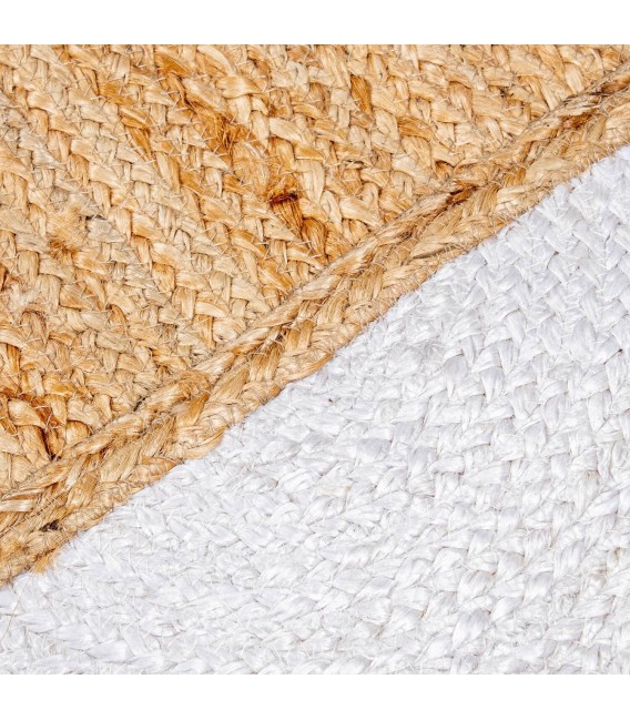 Alfombra estilo boho yute natural blanco artesanal rectangular 4