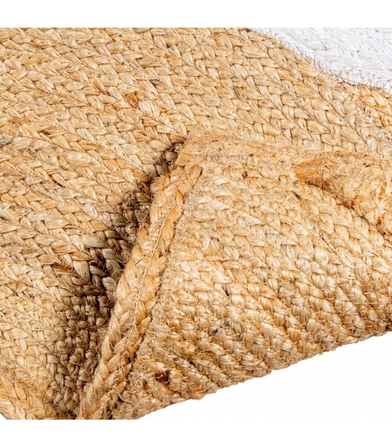 Alfombra estilo boho yute natural blanco artesanal rectangular 5