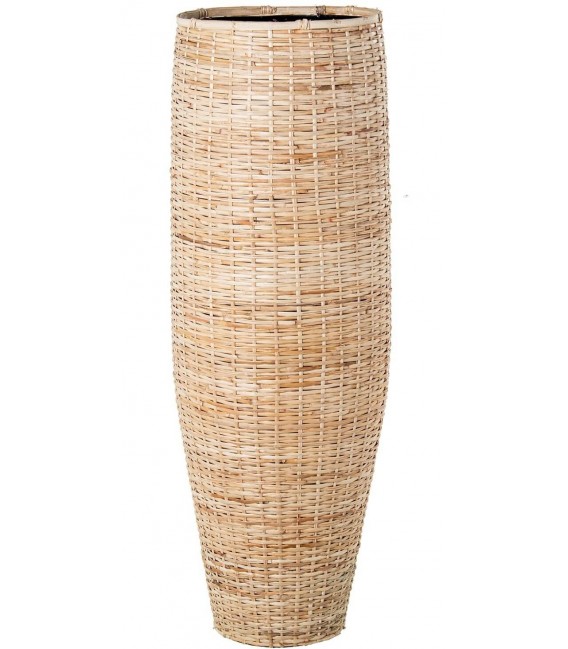 Jarron estilo ibicenco mimbre natural decorativo grande suelo 1