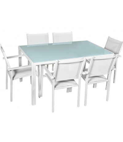 Conjunto de mesa de exterior en aluminio blanco jardin terraza