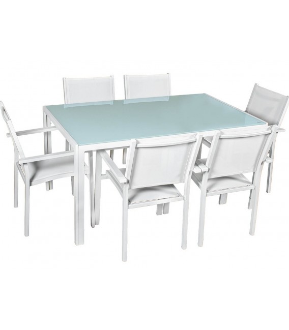 Conjunto de mesa de exterior en aluminio blanco jardin terraza