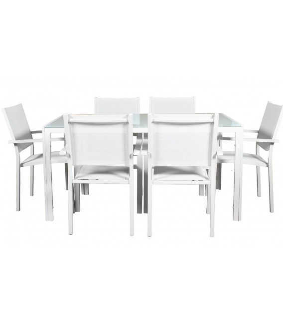 Conjunto de mesa de exterior en aluminio blanco jardin terraza 1