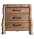 Mesita de noche de madera tallada de olmo estilo boho tres cajones