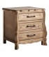 Mesita de noche de madera tallada de olmo estilo boho tres cajones 1