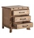 Mesita de noche de madera tallada de olmo estilo boho tres cajones 2