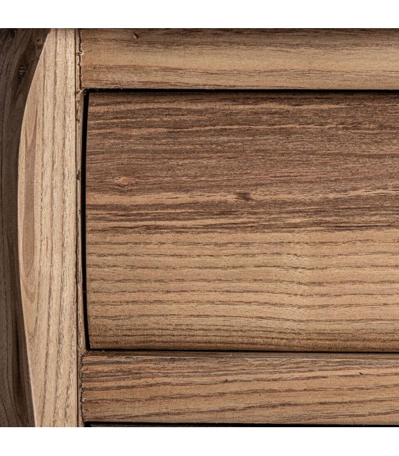 Mesita de noche de madera tallada de olmo estilo boho tres cajones 6