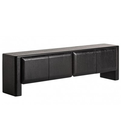 Mueble de TV en madera negra industrial cuatro puertas salon
