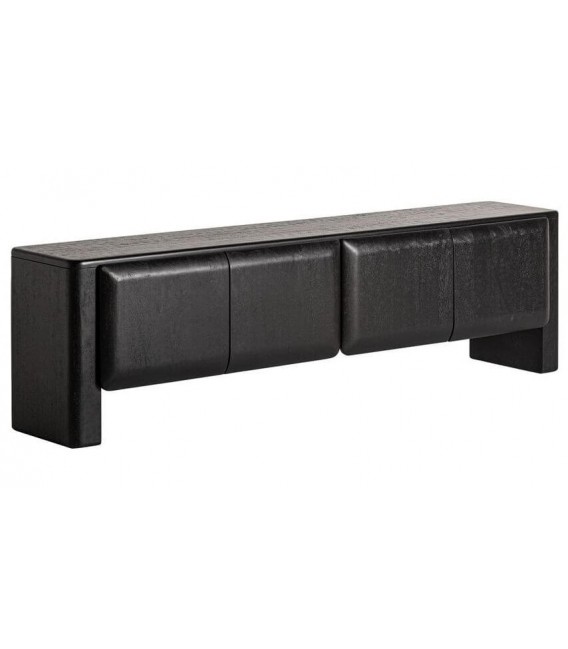 Mueble de TV en madera negra industrial cuatro puertas salon
