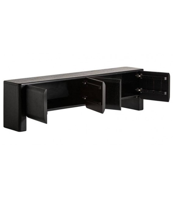 Mueble de TV en madera negra industrial cuatro puertas salon 2