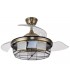 Ventilador techo silencioso luz aspas retractiles oro viejo