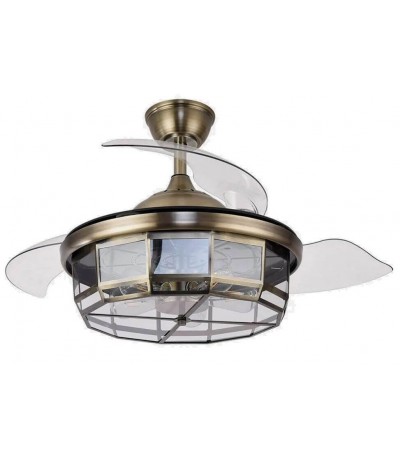 Ventilador techo silencioso luz aspas retractiles oro viejo