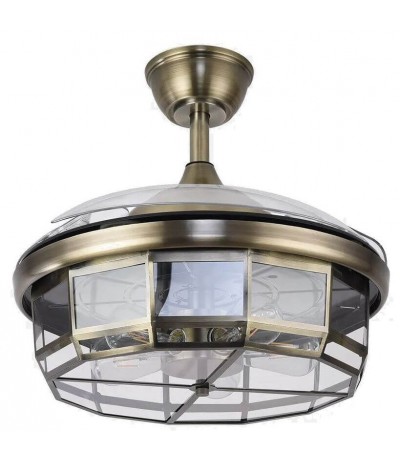 Ventilador techo silencioso luz aspas retractiles oro viejo 1