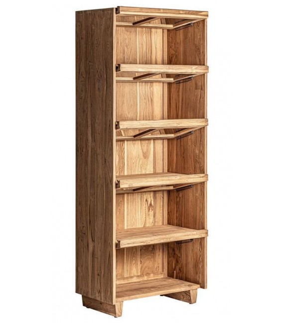 Vitrina de madera natural y cristal boho cinco puertas salon 3