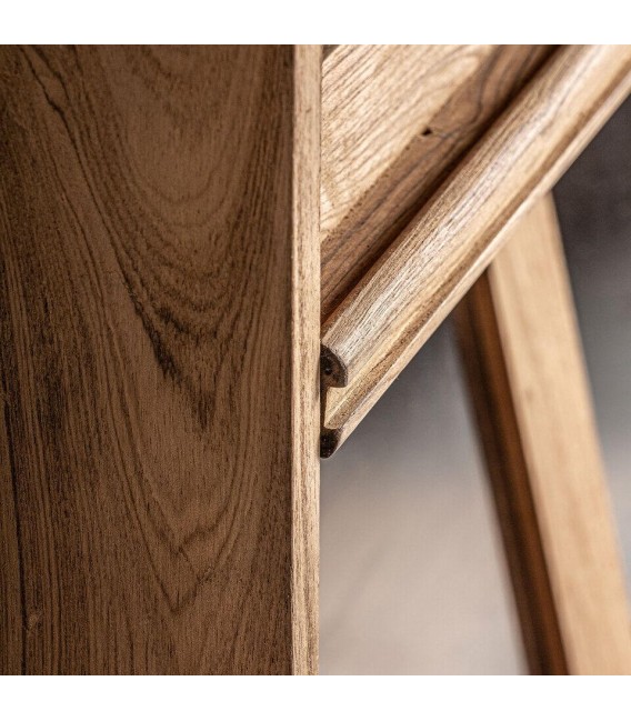 Vitrina de madera natural y cristal boho cinco puertas salon 4