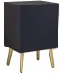 Mesita de noche art déco azul con puertas y detalles dorados 3