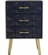 Mesita de noche art déco azul con puertas y detalles dorados 1