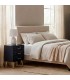 Mesita de noche art déco azul con puertas y detalles dorados mdmhogar