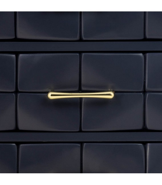 Mesita de noche art déco azul con puertas y detalles dorados 4