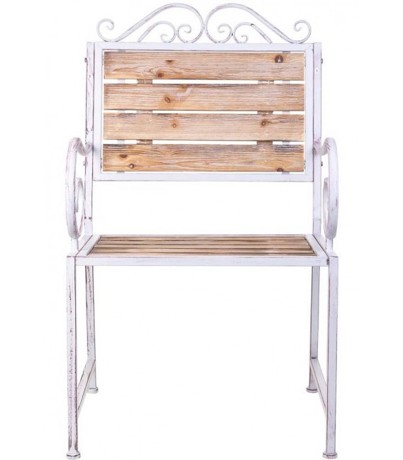 Silla estilo romántico madera y metal blanco estilo shabby chic 1