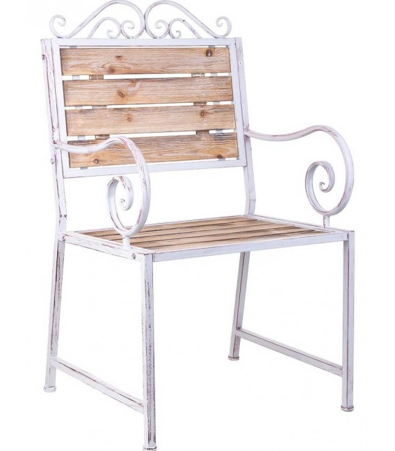 Silla estilo romántico madera y metal blanco estilo shabby chic