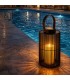Lámpara solar LED negra tipo farol con efecto vela decorativa MDMHOGAR