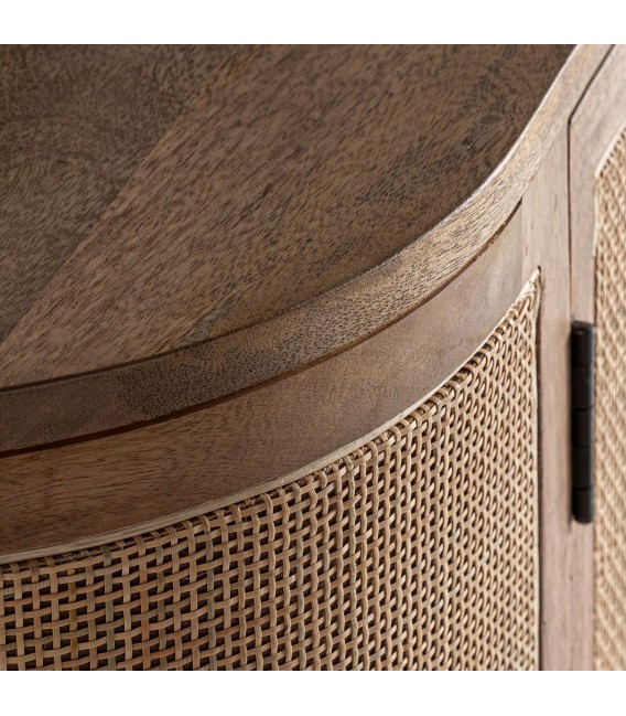 Mueble TV estilo oriental madera mango con puertas de mimbre 5