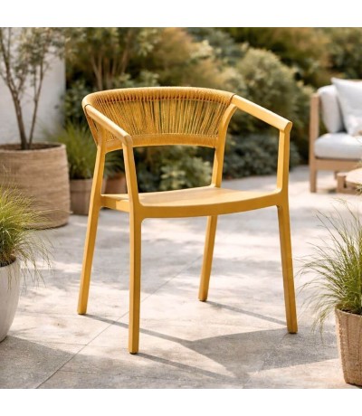 Sillón exterior apilable mostaza estilo contract moderno Mdmhogar