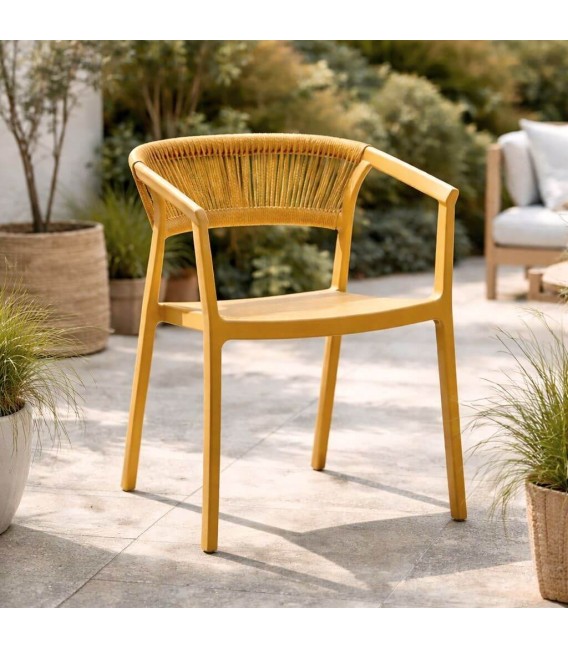 Sillón exterior apilable mostaza estilo contract moderno Mdmhogar