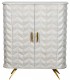 Taquillón blanco tallado 2 puertas madera mango diseño geométrico 1