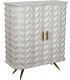 Taquillón blanco tallado 2 puertas madera mango diseño geométrico