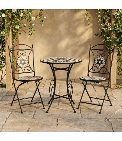 Set mesa y sillas plegables industrial con cerámica decorativa mdmhogar