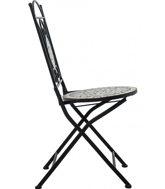 Set mesa y sillas plegables industrial con cerámica decorativa 2