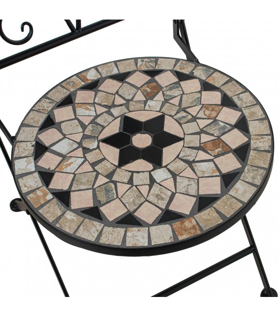 Set mesa y sillas plegables industrial con cerámica decorativa 4