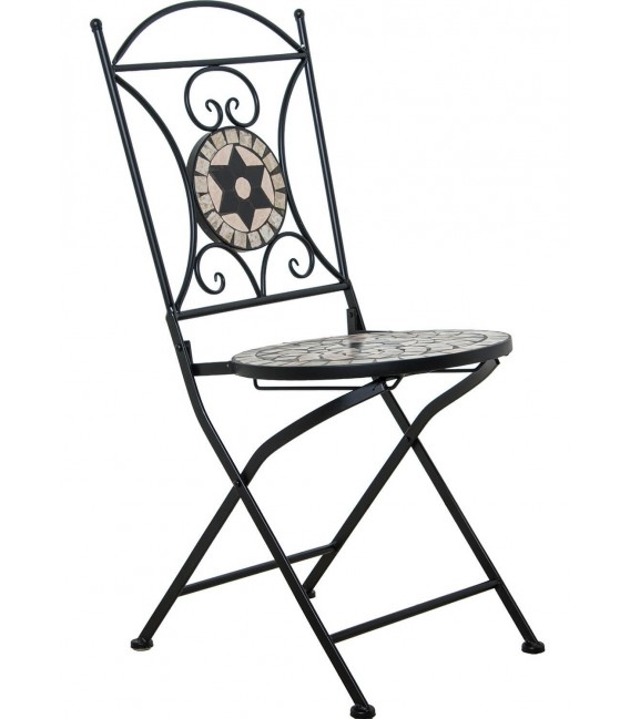 Set mesa y sillas plegables industrial con cerámica decorativa 1