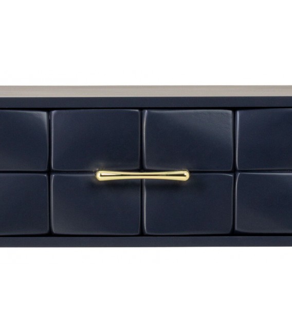 Consola de entrada art déco azul con 3 cajones y detalles dorados 6