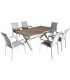 Set mesa y seis sillas aluminio exterior efecto madera gris